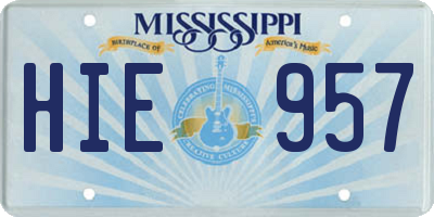 MS license plate HIE957