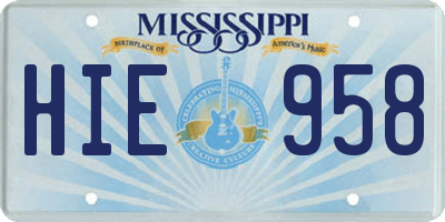 MS license plate HIE958