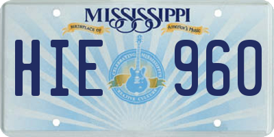 MS license plate HIE960