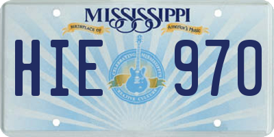MS license plate HIE970