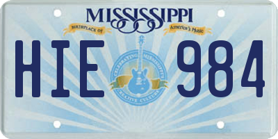 MS license plate HIE984