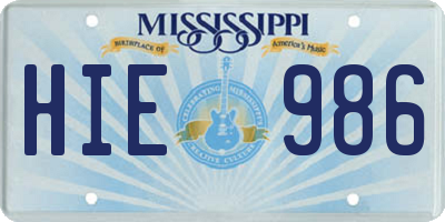 MS license plate HIE986