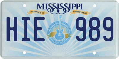 MS license plate HIE989