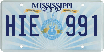 MS license plate HIE991