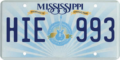 MS license plate HIE993