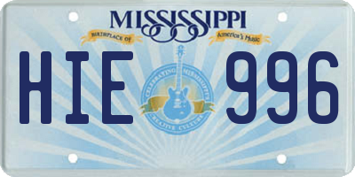 MS license plate HIE996