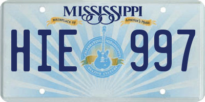 MS license plate HIE997