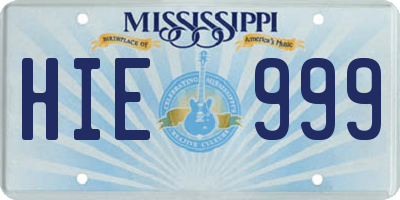 MS license plate HIE999