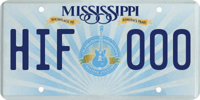 MS license plate HIF000