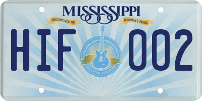 MS license plate HIF002