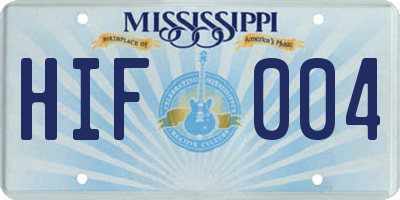 MS license plate HIF004