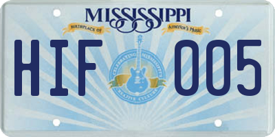 MS license plate HIF005