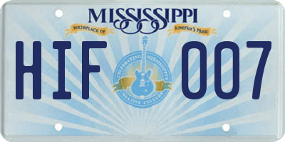 MS license plate HIF007