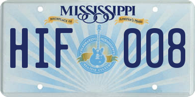 MS license plate HIF008