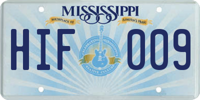 MS license plate HIF009