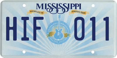 MS license plate HIF011