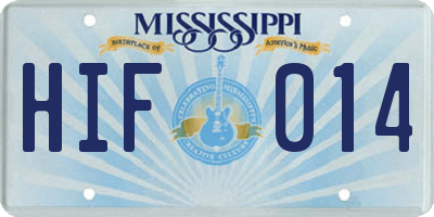 MS license plate HIF014