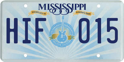 MS license plate HIF015