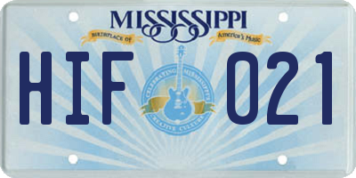 MS license plate HIF021