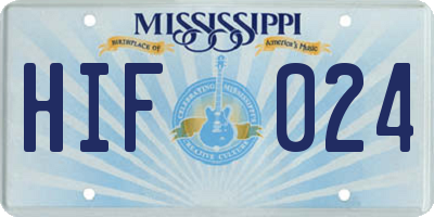 MS license plate HIF024