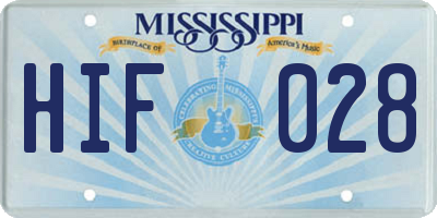 MS license plate HIF028