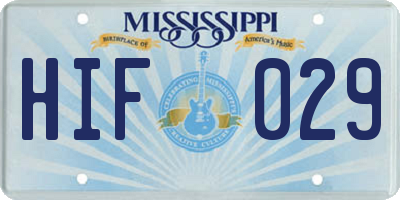 MS license plate HIF029