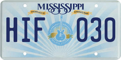 MS license plate HIF030