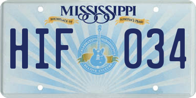 MS license plate HIF034