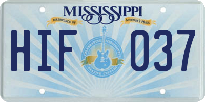 MS license plate HIF037