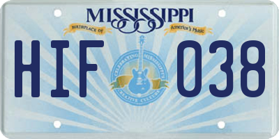 MS license plate HIF038