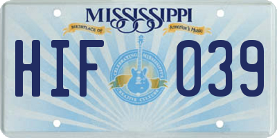 MS license plate HIF039