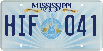 MS license plate HIF041