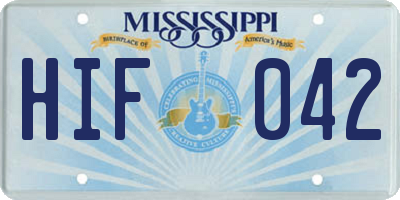 MS license plate HIF042