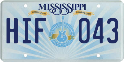 MS license plate HIF043