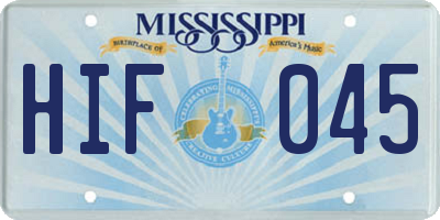 MS license plate HIF045