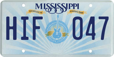 MS license plate HIF047