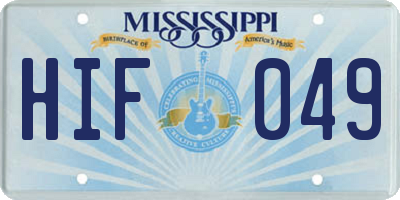 MS license plate HIF049