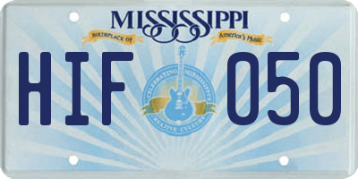 MS license plate HIF050