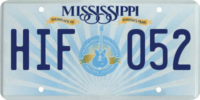 MS license plate HIF052