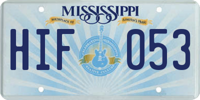 MS license plate HIF053