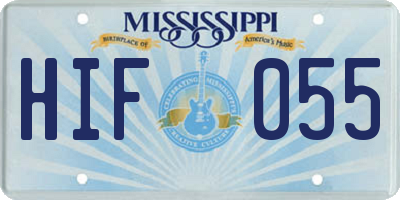 MS license plate HIF055