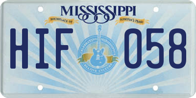 MS license plate HIF058