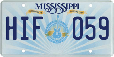 MS license plate HIF059