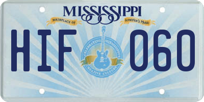 MS license plate HIF060