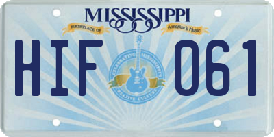 MS license plate HIF061