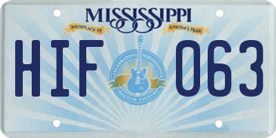 MS license plate HIF063