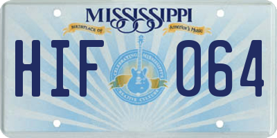 MS license plate HIF064