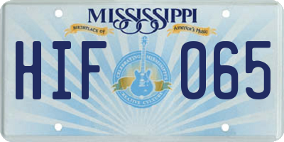 MS license plate HIF065