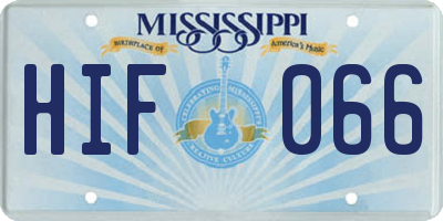 MS license plate HIF066
