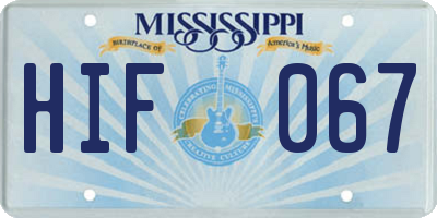 MS license plate HIF067